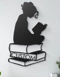 Literary Lady Metal Wall Decor – Elegant Book Lover Wall Art