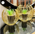Metallic Golden Globe Decor With Planter Inside