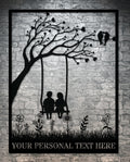 Forever Memories Tree Swing Metal Wall Art – Personalized Family & Custom Text Decor
